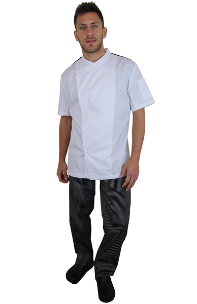 Ρουχα Εργασιας, φορμες εργασιας, στολες  της Σακάκι μάγειρα κοντό μανίκι με ελαστικό ύφασμα στην πλάτη (ΚΩΔ: 1S1156W)