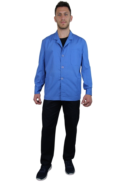 Ρουχα Εργασιας, φορμες εργασιας, στολες  της Σακάκι ανδρικό μπλε ραφ με πέτο γιακά μακρύ μανίκι (ΚΩΔ.1S204)