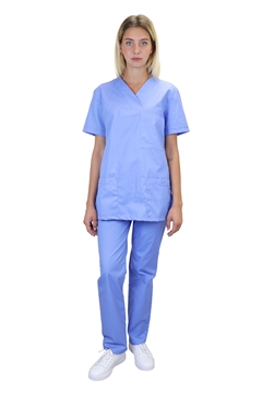 Ρουχα Εργασιας, φορμες εργασιας, στολες  της Γυναικείο κουστούμι νοσηλευτικό σε χρώμα σιέλ (ΚΩΔ: MEX029S)