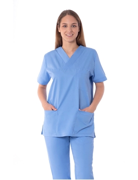 Ρουχα Εργασιας, φορμες εργασιας, στολες  της Unisex κουστούμι νοσηλευτικό σε χρώμα σιέλ (ΚΩΔ: 2Z102)