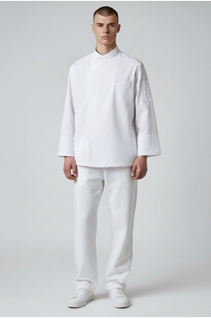 Ρουχα Εργασιας, φορμες εργασιας, στολες  της  Σακάκι σεφ μακρυμάνικο με τρουκς (ΚΩΔ: 04458)