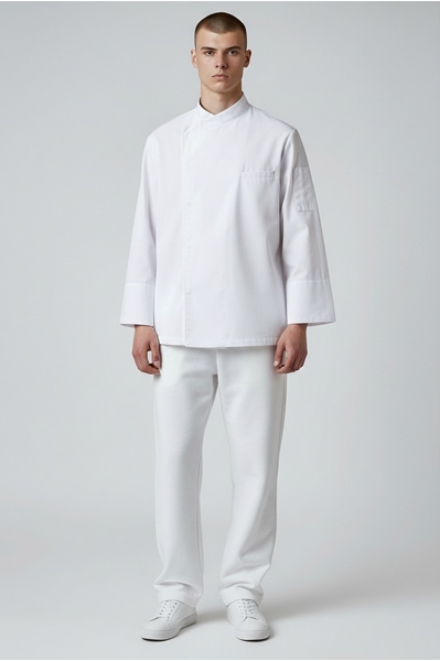 Ρουχα Εργασιας, φορμες εργασιας, στολες  της  Σακάκι σεφ μακρυμάνικο με τρουκς (ΚΩΔ: 04458)