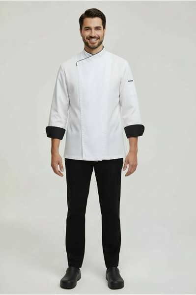 Ρουχα Εργασιας, φορμες εργασιας, στολες  της Σακάκι μαγείρου με διχρωμία & ελαστική αεριζόμενη πλάτη (ΚΩΔ: PRMAG-002)