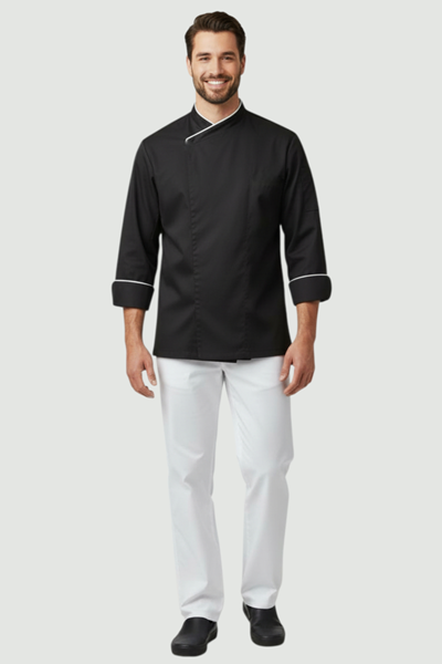 Ρουχα Εργασιας, φορμες εργασιας, στολες  της Σακάκι μαγείρου με διχρωμία & ελαστική αεριζόμενη πλάτη (ΚΩΔ: PRMAG-004)