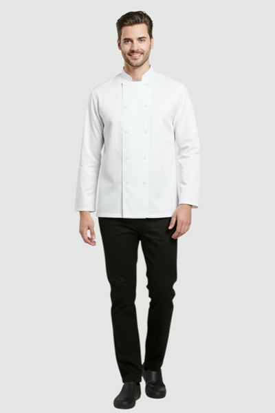 Ρουχα Εργασιας, φορμες εργασιας, στολες  της Σακάκι σεφ μακρυμάνικο με τρουκς (ΚΩΔ: PR665)