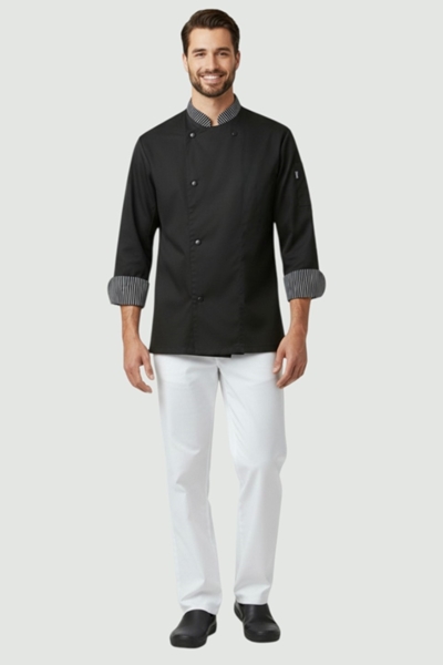 Ρουχα Εργασιας, φορμες εργασιας, στολες  της Σακάκι μάγειρα με ριγέ λεπτομέρειές (ΚΩΔ: 50-231-6)