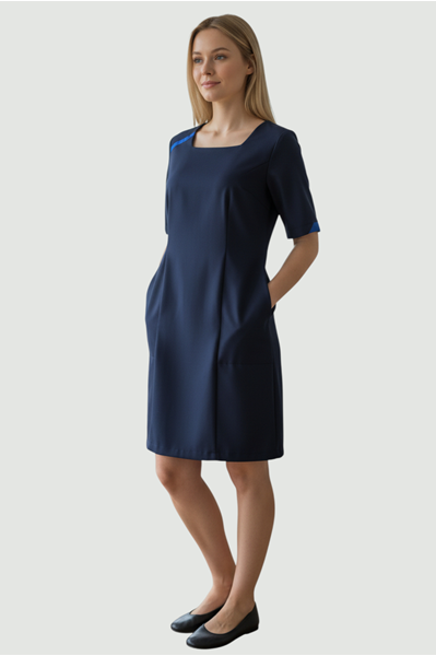 Ρουχα Εργασιας, φορμες εργασιας, στολες  της Φόρεμα γυναικείο με διχρωμία (ΚΩΔ: 1N1044)