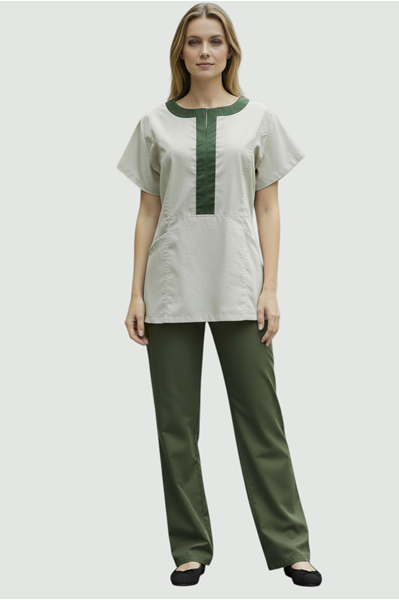 Ρουχα Εργασιας, φορμες εργασιας, στολες  της Μπλούζα γυν. με διχρωμία και σχίσιμο (ΚΩΔ:PRM-007)