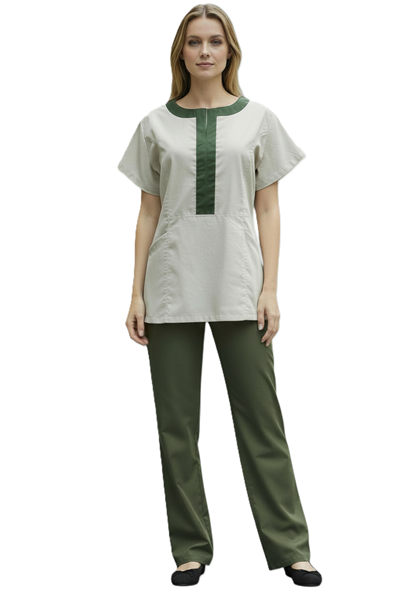 Ρουχα Εργασιας, φορμες εργασιας, στολες  της Μπλούζα γυν. με διχρωμία και σχίσιμο (ΚΩΔ:PRM-007)