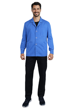 Ρουχα Εργασιας, φορμες εργασιας, στολες  της Σακάκι ανδρικό μπλε ραφ με πέτο γιακά μακρύ μανίκι (ΚΩΔ: 1S204)