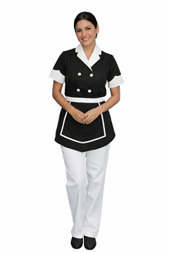 Ρουχα Εργασιας, φορμες εργασιας, στολες  της Σετ καμαριέρας λευκό-μαύρο (ΚΩΔ: 1Z125B)
