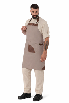 Ρουχα Εργασιας, φορμες εργασιας, στολες  της Ποδιά λαιμού με λεπτομέρειες από δερματίνη (ΚΩΔ: 50-203-3)