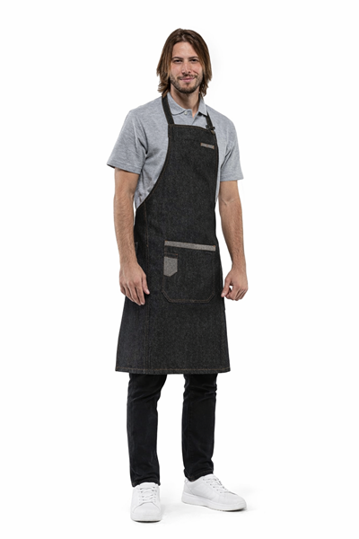 Ρουχα Εργασιας, φορμες εργασιας, στολες  της Ποδιά λαιμού Τζιν μαύρη ROYAL (ΚΩΔ: 50-332-8)