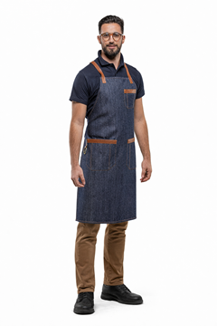 Ρουχα Εργασιας, φορμες εργασιας, στολες  της Ποδιά λαιμού τζιν με χιαστί λουριά - ESPRESSO (ΚΩΔ: 50-332-1)