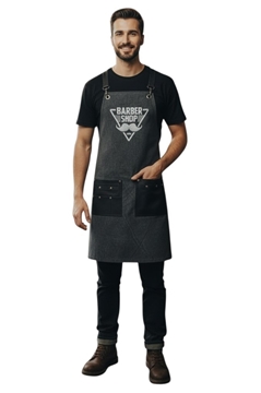 Ρουχα Εργασιας, φορμες εργασιας, στολες  της Ποδιά στήθους χιαστί με κέντημα (ΚΩΔ:BARBER4)