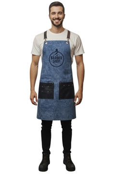 Ρουχα Εργασιας, φορμες εργασιας, στολες  της Ποδιά στήθους χιαστί με κέντημα (ΚΩΔ:BARBER5)