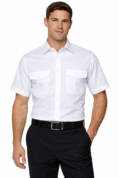 Ρουχα Εργασιας, φορμες εργασιας, στολες  της Ανδρικό πουκάμισο με επωμίδες κοντομάνικο (ΚΩΔ: PR212 WHITE)