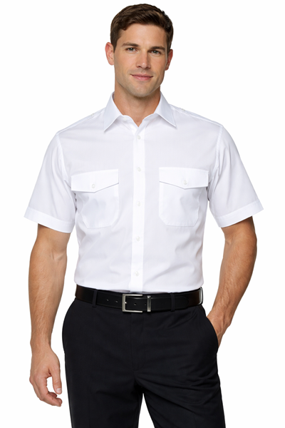 Ρουχα Εργασιας, φορμες εργασιας, στολες  της Ανδρικό πουκάμισο με επωμίδες κοντομάνικο (ΚΩΔ: PR212 WHITE)