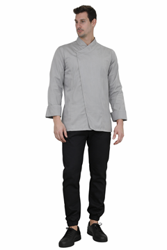 Ρουχα Εργασιας, φορμες εργασιας, στολες  της Γκρι σακάκι με ελαστική αεριζόμενη πλάτη slim fit (ΚΩΔ: MEX032G)