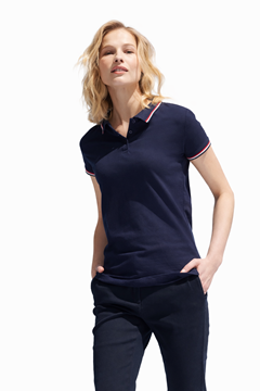 Ρουχα Εργασιας, φορμες εργασιας, στολες  της Γυναικείο πόλο πικέ Γαλλική Τριχρωμία 200 γρ PRESTIGE (ΚΩΔ: 02950)